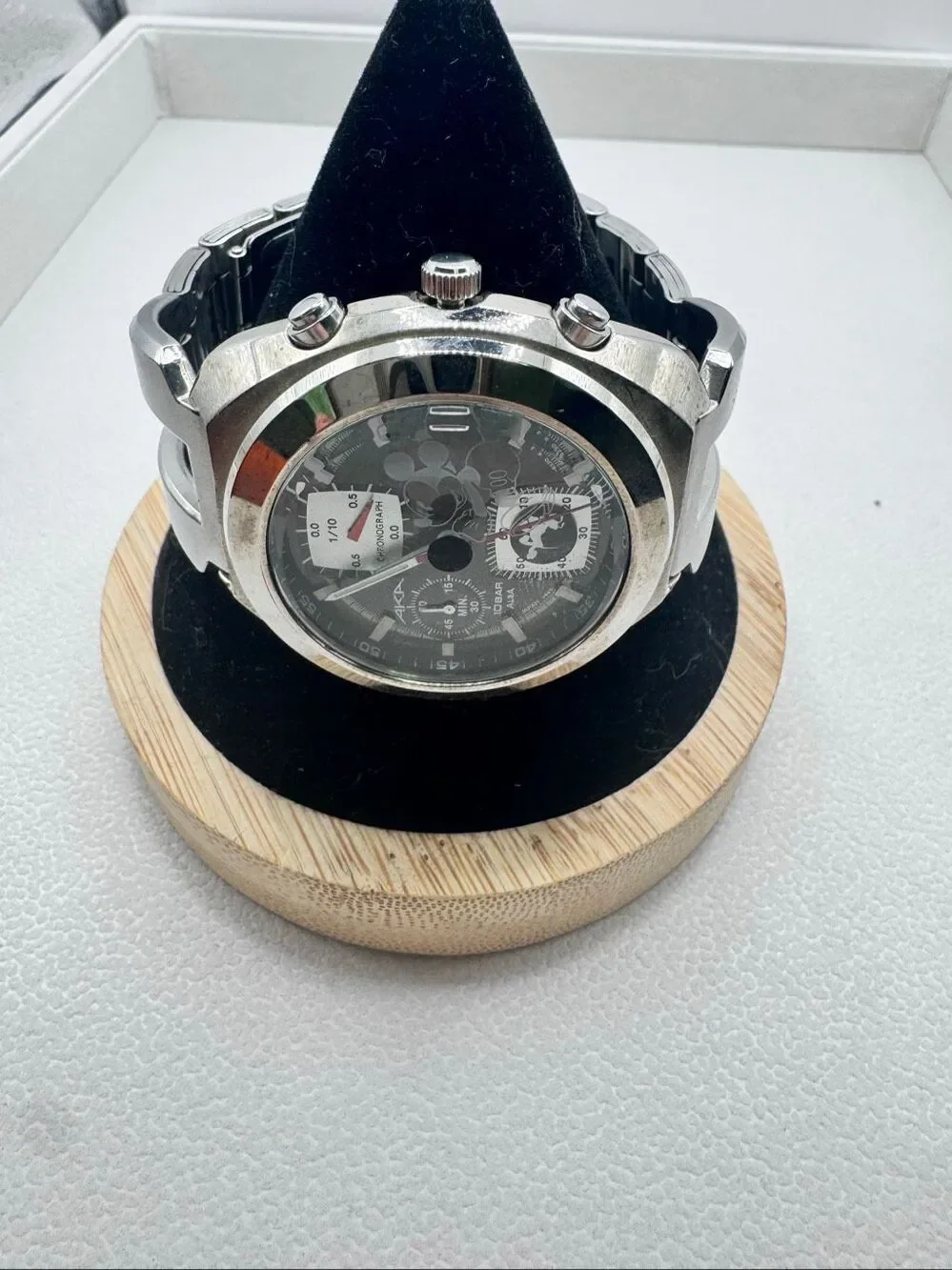 Rare Seiko Alba AKA Disney Mickey Mouse Chronograph Watch V657-6160 Silver OS